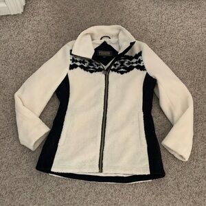 Pendleton white black fleece Aztec print 1/4 zip jacket sz S